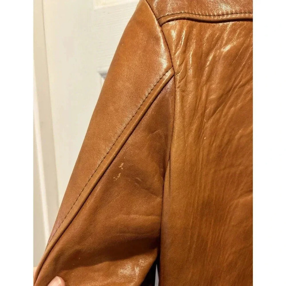 VTG De Long Classic Lamb Leather Men's Brown Button Front Blazer Jacket Size 40R - Picture 14 of 14